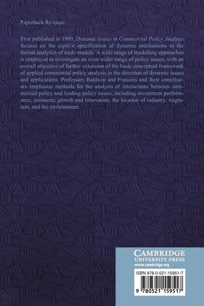 Produktbild: Dynamic Issues in Applied Commercial Policy Analysis