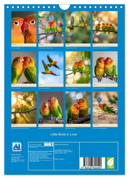 Produktbild: Little Birds in Love (Wall Calendar 2027 DIN A4 portrait), CALVENDO 12 Month Wall Calendar
