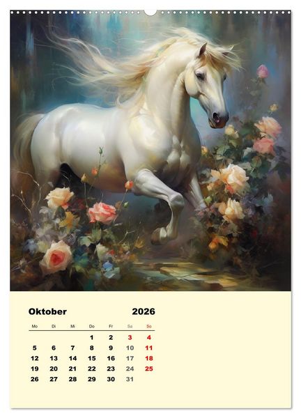 Produktbild: Pferde im romantischen Barockstil (hochwertiger Premium Wandkalender 2026 DIN A2 hoch), Kunstdruck in Hochglanz