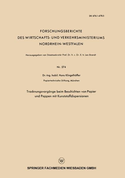 Produktbild: Trocknungsvorg&auml;nge beim Beschichten von Papier und Pappen mit Kunststoffdispersionen