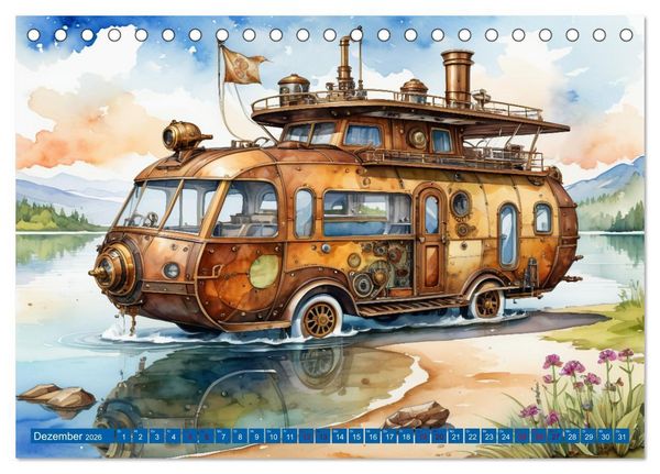 Produktbild: Steampunk Wohnmobile (Tischkalender 2026 DIN A5 quer), CALVENDO Monatskalender