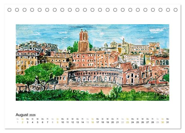 Produktbild: ROM In stillen Aquarellen (Tischkalender 2026 DIN A5 quer), CALVENDO Monatskalender