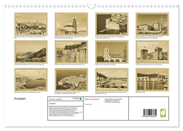 Produktbild: Kroatien (Wandkalender 2026 DIN A3 quer), CALVENDO Monatskalender