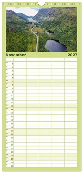 Produktbild: Familienplaner 2027 - Spektakul&auml;re Bergwelten Norwegen mit 5 Spalten (Wandkalender, 21 x 45 cm) CALVENDO