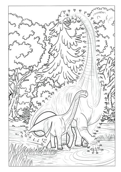 Produktbild: Punkt-zu-Punkt Dinosaurier Malbuch f&uuml;r Kinder von 7&ndash;10 Jahren mit 50 authentischen Ausmalbildern