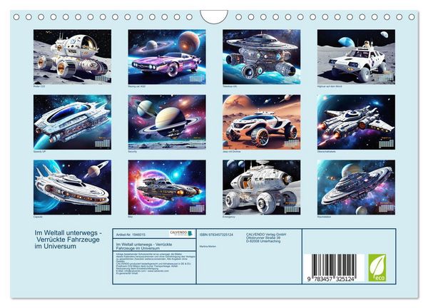 Produktbild: Im Weltall unterwegs - Verr&uuml;ckte Fahrzeuge im Universum (Wandkalender 2026 DIN A4 quer), CALVENDO Monatskalender