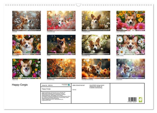Produktbild: Happy Corgis (Wandkalender 2026 DIN A2 quer), CALVENDO Monatskalender