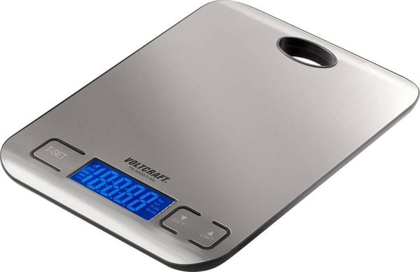 VOLTCRAFT TS-5000/1-Alu Briefwaage TS-5000/1-Alu Wägebereich (max.) 5 kg Ablesbarkeit 1 g batteriebetrieben Edelstahl