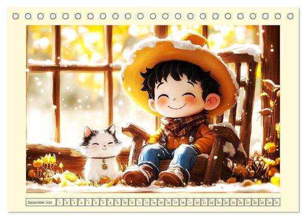 Produktbild: Kleine Farmer. Niedliche Jungs mit ihren tierischen Freunden (Tischkalender 2026 DIN A5 quer), CALVENDO Monatskalender
