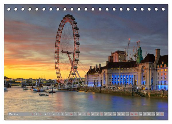 Produktbild: London Sehensw&uuml;rdigkeiten (Tischkalender 2026 DIN A5 quer), CALVENDO Monatskalender