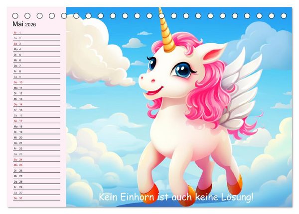 Produktbild: Unicorns! Lustige Einh&ouml;rner. Witzige Einhornspr&uuml;che und Weisheiten (Tischkalender 2026 DIN A5 quer), CALVENDO Monatskalender