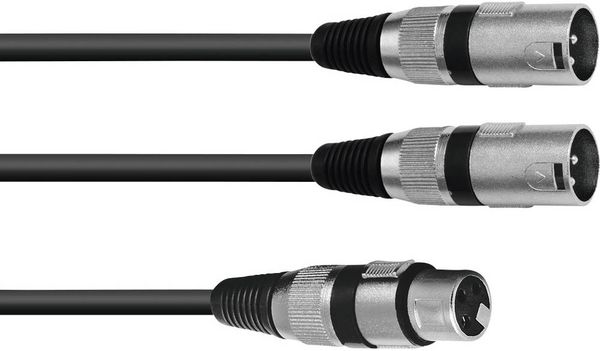 Produktbild: Omnitronic 30225203 XLR Adapterkabel [1x XLR-Buchse 3 polig - 2x XLR-Stecker 3 polig] 0.50 m Schwarz