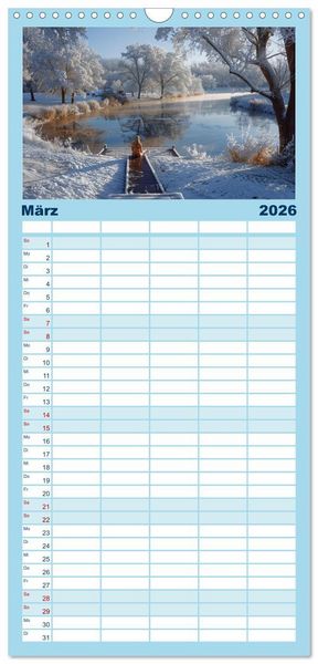 Produktbild: Familienplaner 2026 - Eisbaden mit 5 Spalten (Wandkalender, 21 x 45 cm) CALVENDO