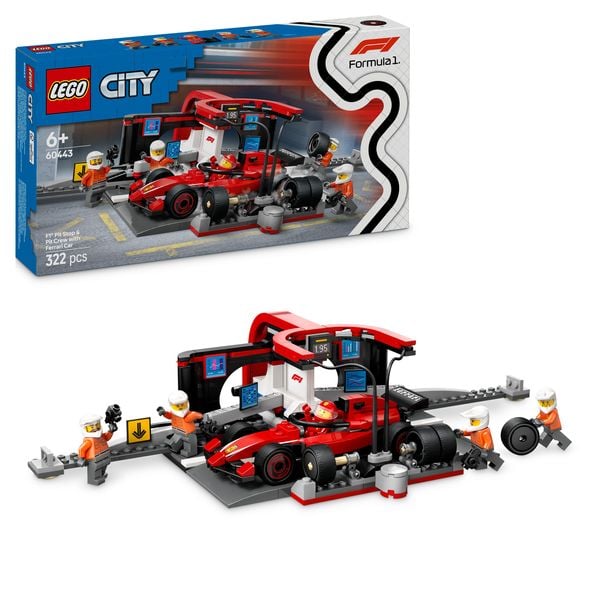 LEGO City F1 Boxenstopp mit Boxencrew und Ferrari Flitzer Bauset 60443