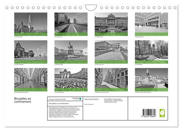 Produktbild: Bruxelles en confinement (Calendrier mural 2026 DIN A4 vertical), CALVENDO calendrier mensuel