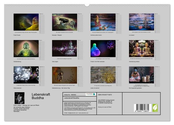 Produktbild: Lebenskraft Buddha (hochwertiger Premium Wandkalender 2026 DIN A2 quer), Kunstdruck in Hochglanz