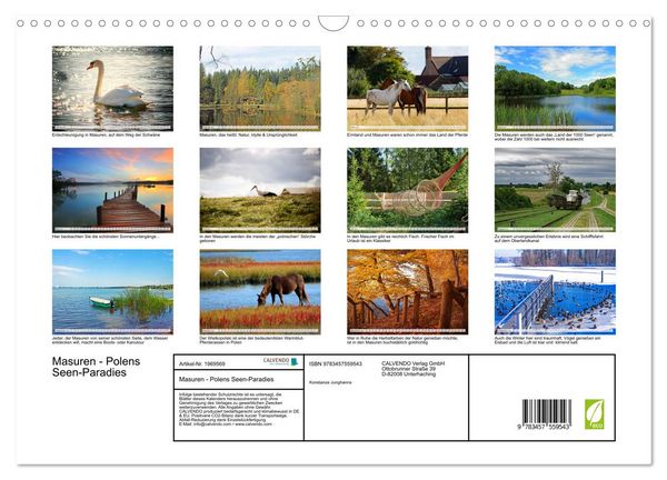 Produktbild: Masuren - Polens Seen-Paradies (Wandkalender 2026 DIN A3 quer), CALVENDO Monatskalender