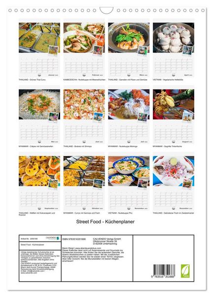 Produktbild: Street Food - K&uuml;chenplaner (Wandkalender 2026 DIN A3 hoch), CALVENDO Monatskalender