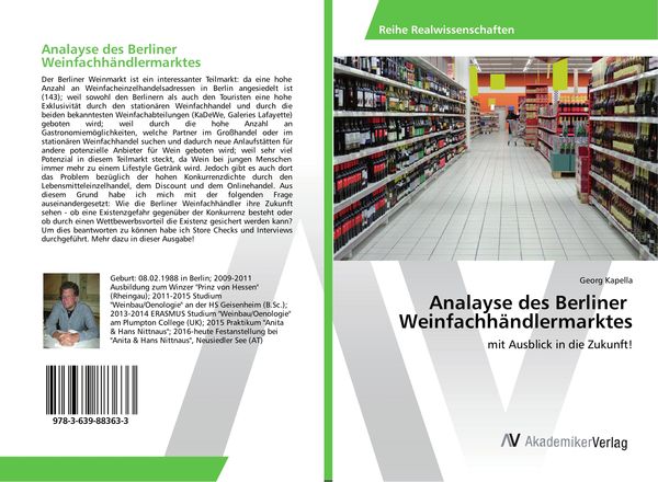 Analayse des Berliner Weinfachhändlermarktes, Taschenbuch von Georg Kapella, AV Akademikerverlag, 9783639883633