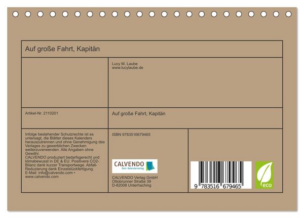 Produktbild: Auf gro&szlig;e Fahrt, Kapit&auml;n (Tischkalender 2026 DIN A5 quer), CALVENDO Monatskalender