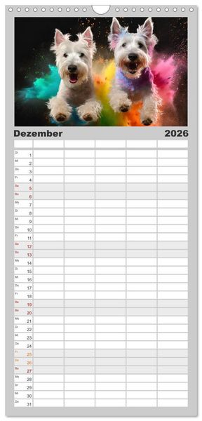 Produktbild: Familienplaner 2026 - Holi Pulver - Doppelte Action mit 5 Spalten (Wandkalender, 21 x 45 cm) CALVENDO
