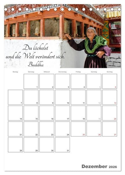 Produktbild: Harmonie und Freude Buddhistische Weisheiten 2026 (Tischkalender 2026 DIN A5 hoch), CALVENDO Monatskalender
