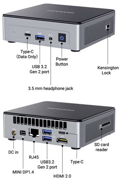 Produktbild: GEEKOM Mini PC Air12 2026 Edition Intel&reg; Pentium&reg; Gold 7505 3.5 GHz 8 GB RAM 512 GB SSD Intel UHD Graphics Win 11 Pro Mini Air12-PT7505-1