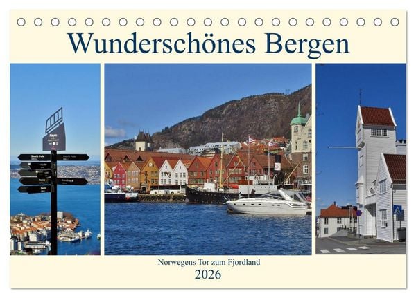 Produktbild: Wundersch&ouml;nes Bergen. Norwegens Tor zum Fjordland (Tischkalender 2026 DIN A5 quer), CALVENDO Monatskalender