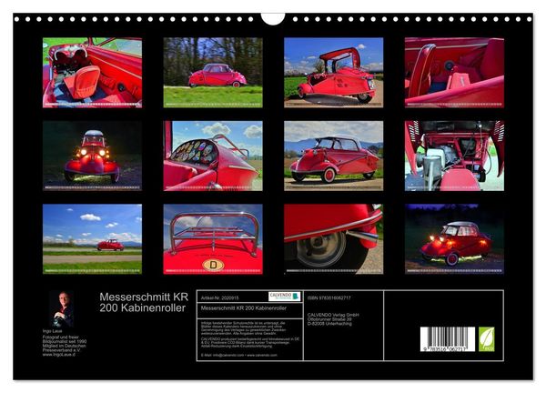 Produktbild: Messerschmitt KR 200 Kabinenroller (Wandkalender 2026 DIN A3 quer), CALVENDO Monatskalender