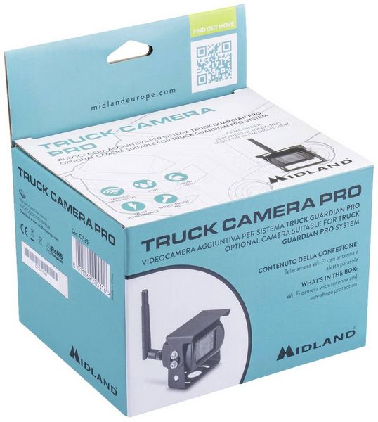Produktbild: Midland Truck Guardian PRO Funk-R&uuml;ckfahrvideosystem 4 Kamera-Eing&auml;nge, Abstandshilfslinien, IR-Zusatzlicht, integriertes Mikrofon