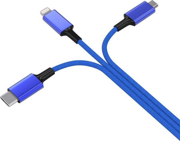 Produktbild: Smrter USB-Ladekabel USB 2.0 USB-A Stecker, USB-C&reg; Stecker, Apple Lightning Stecker, USB-Micro-B Stecker 1.20 m Blau SMRTER_HYDRA_ULT_NB