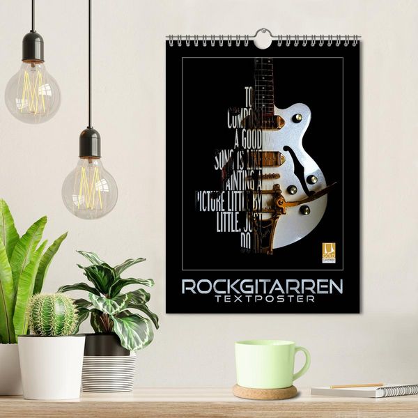 Produktbild: Rockgitarren Textposter (Wandkalender 2026 DIN A4 hoch), CALVENDO Monatskalender