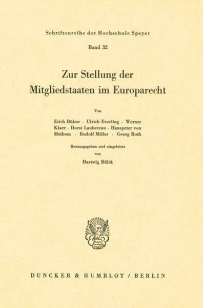 Zur Stellung der Mitgliedstaaten im Europarecht., Taschenbuch von , Duncker & Humblot, 9783428014675