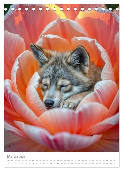 Produktbild: Forest babies asleep in flowers (Desk Calendar 2026 DIN A5 portrait), CALVENDO 12 Month DeskCalendar