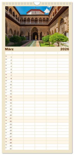 Produktbild: Familienplaner 2026 - Sevilla - Unterwegs in Spanien mit 5 Spalten (Wandkalender, 21 x 45 cm) CALVENDO