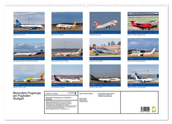 Produktbild: Besondere Flugzeuge am Flughafen Stuttgart (Wandkalender 2026 DIN A2 quer), CALVENDO Monatskalender