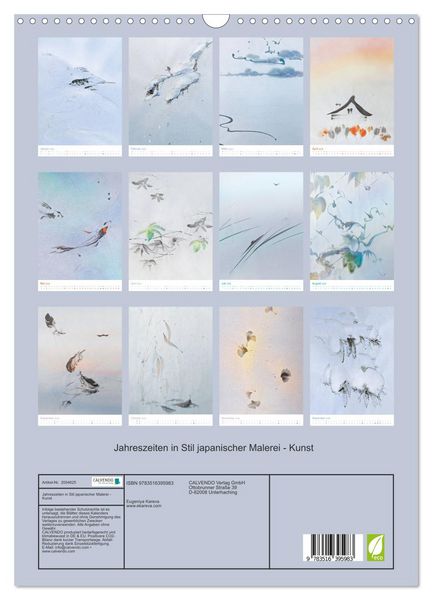 Produktbild: Jahreszeiten in Stil japanischer Malerei - Kunst (Wandkalender 2026 DIN A3 hoch), CALVENDO Monatskalender