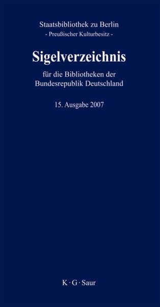 Produktbild: Sigelverzeichnis f&uuml;r die Bibliotheken der Bundesrepublik Deutschland