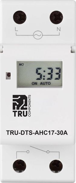 TRU COMPONENTS TRU-DTS-AHC17-30A Zeitschaltuhr für Hutschiene Betriebsspannung: 230 V/AC 1 Wechsler 30 A 250 V/AC Wochenprogramm