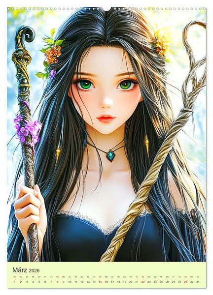 Produktbild: Keltische Mythen. Die magische Anderwelt-Fantasy im Manga-Stil (Wandkalender 2026 DIN A2 hoch), CALVENDO Monatskalender