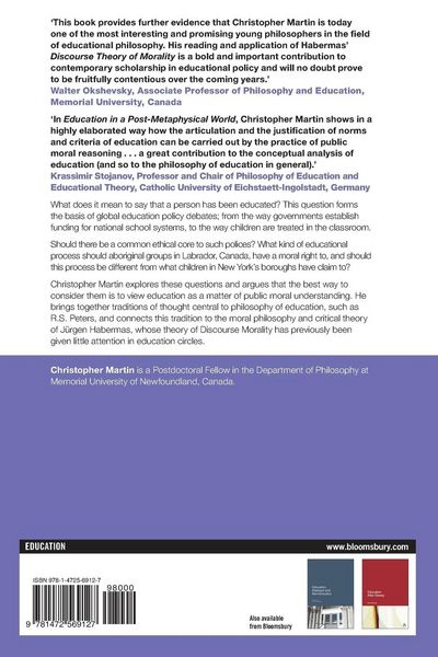 Produktbild: Education in a Post-Metaphysical World