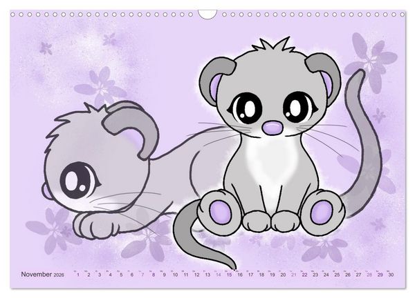 Produktbild: niedliche Kawaii Tiere (Wandkalender 2026 DIN A3 quer), CALVENDO Monatskalender