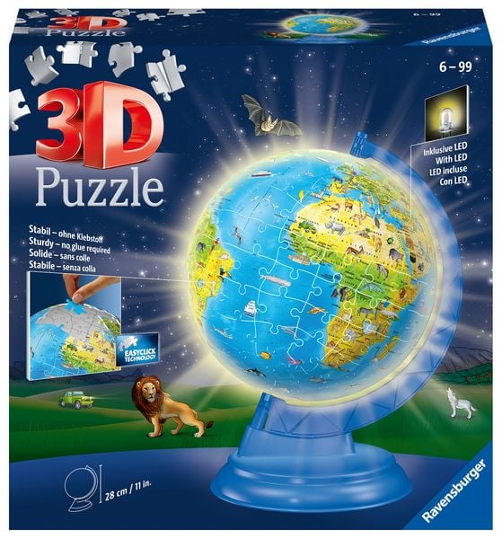 3D Puzzle Ravensburger Kinderglobus mit Licht 180 Teile