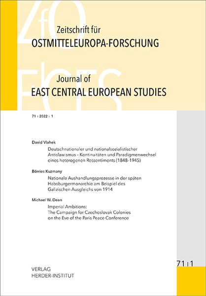 Produktbild: Zeitschrift f&uuml;r Ostmitteleuropa-Forschung (ZfO) 71/1 / Journal of East Central European Studies (JECES)