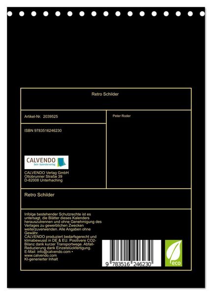 Produktbild: Retro Schilder (Tischkalender 2026 DIN A5 hoch), CALVENDO Monatskalender