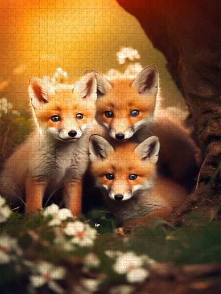 Produktbild: CALVENDO Puzzle Drei Fuchswelpen | 2000 Teile Lege-Gr&ouml;&szlig;e 90x67cm Foto-Puzzle f&uuml;r gl&uuml;ckliche Stunden