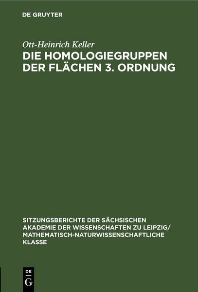 Produktbild: Die Homologiegruppen der Fl&auml;chen 3. Ordnung