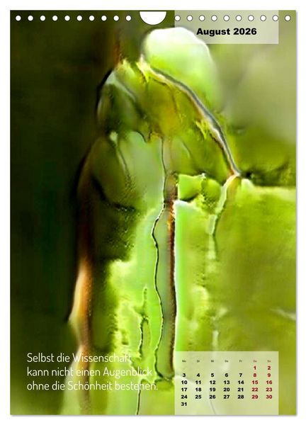 Produktbild: Seelenw&uuml;nsche - Kunstkalender mit Texten zum Innehalten (Wandkalender 2026 DIN A4 hoch), CALVENDO Monatskalender