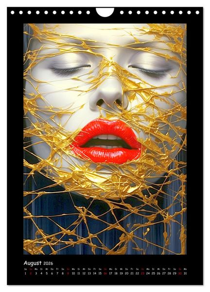 Produktbild: Goldene Portraits. Fusion von Kunst und &Auml;sthetik (Wandkalender 2026 DIN A4 hoch), CALVENDO Monatskalender