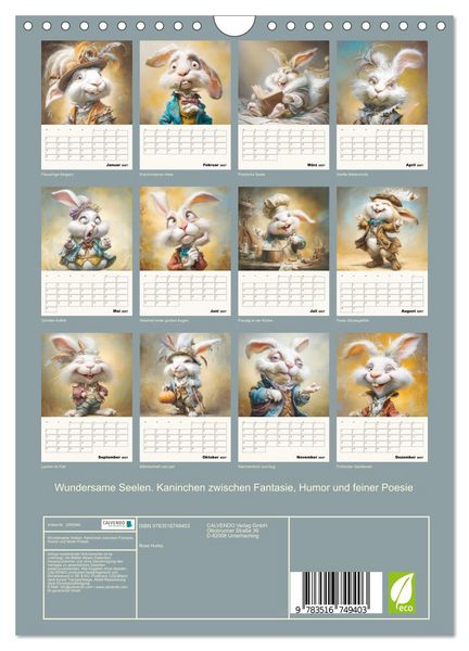 Produktbild: Wundersame Seelen. Kaninchen zwischen Fantasie, Humor und feiner Poesie (Wandkalender 2027 DIN A4 hoch), CALVENDO Monatskalender